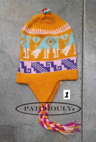Imagen 2 de 10 de Gorro Coya Chullo Lana De Alpaca Niños Andino De 1 A 2 Años