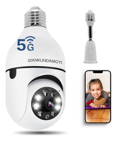 Qkdmy Camara Bombilla Wifi 5g 4g Ip Ptz Vigilancia 1080p Al