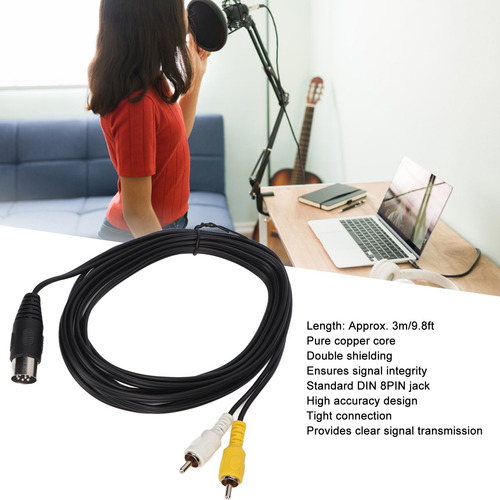 Cable Adaptador Din De 8 Pines A 2rca, Convertidor Profesion