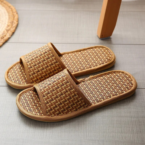 Chanclas De Interior Japonesas Y Coreanas De Ratán Y Paja