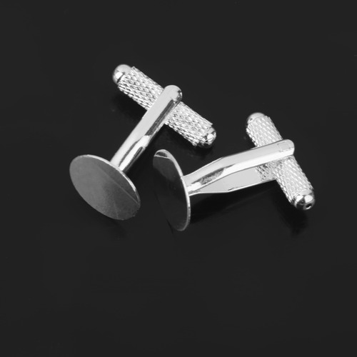 20 Piezas Moda Hombres Plata 12mm Plano Blannk Ajustes