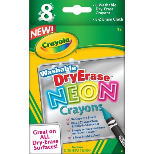 Crayola; Dry-erase Neon Crayons; Art Tools; 8 Count; Washabl