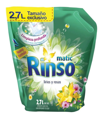 Detergente Líquido Rinso Matic Lirios Y Rosas Doypack 2.7 L