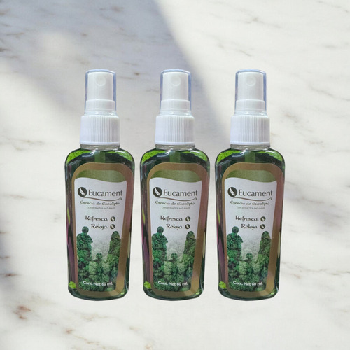 Kit De 3 Eucament Esencia De Eucalipto 100% Natural 60 Ml