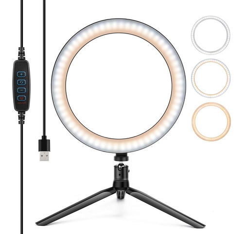 Aro De Luz Led Selfie De 16 Cm Con Tripode De Mesa Regulable