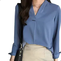 Comprar Blusas De Mujer Elegantes Cuello En V Manga Larga  Moda Gasa