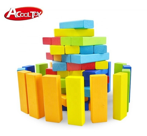 Imagen 3 de 10 de Acool Jenga Color Dado Madera Torre Equilibrio Ac7633