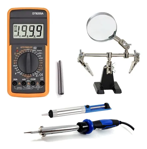 Combo Electronica Soldador Tester Desoldador Lupa Soprte De