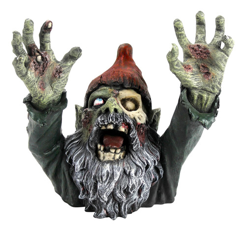 Cl6565 Zombie Gnombie Graveyard Garden Gnome Estatua, 1...