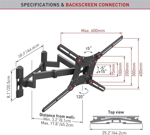 Imagen 3 de 9 de Soporte Pared Tv 13 A 90 Pulgadas - Barkan - Bm464