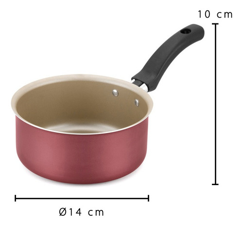 Papeiro Antiaderente 14 Cm Alumínio Nacional Bege E Cereja