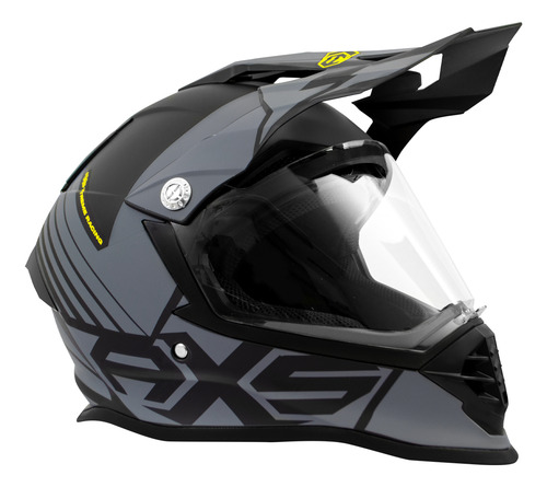 Casco Para Moto Axs-racing Certificacion Dot Gris-amarillo Axs Pro L : 59 – 60 Cm