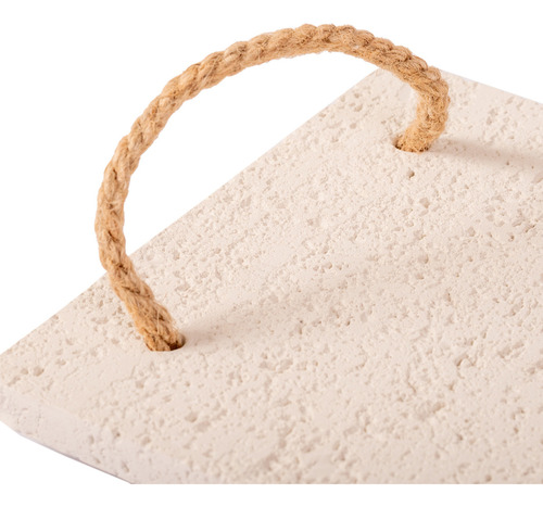 Bandeja Decorativa Piedra Blanca Rectangular Adorno Color Beige