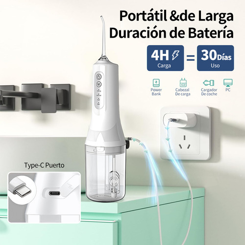 Irrigador Bucal Limpiador Dientes Con 4 Boquillas+ 4 Modos