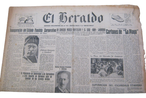 Periodico El Heraldo Sabado 10 De Noviembre 1934 Original