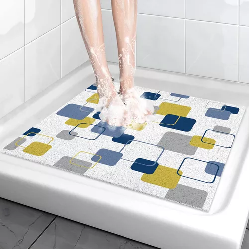 Alfombra de baño de ducha de esponja de PVC con drenaje, 24x24 pulgadas 