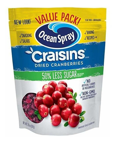 Ocean Spray Craisins Arándanos Secos, Azúcar Reducida, De 20