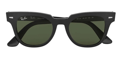 Imagen 3 de 4 de Anteojos de sol Ray-Ban Wayfarer Meteor Standard con marco de acetato color gloss black, lente green de cristal clásica, varilla gloss black de acetato - RB2168