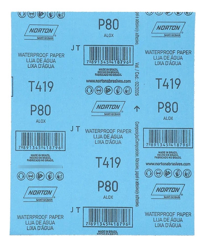 Set 10 Lijas Al Agua Automotriz T-419 230x280 Mm Norton 80