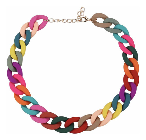 Collar, Gargantilla De Cadena Acrílica Colorida Para Mujer.