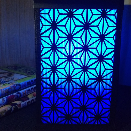 Lámpara Mesa De Luz Escritorio Kumiko - Estilo Japonesa Negro Azul
