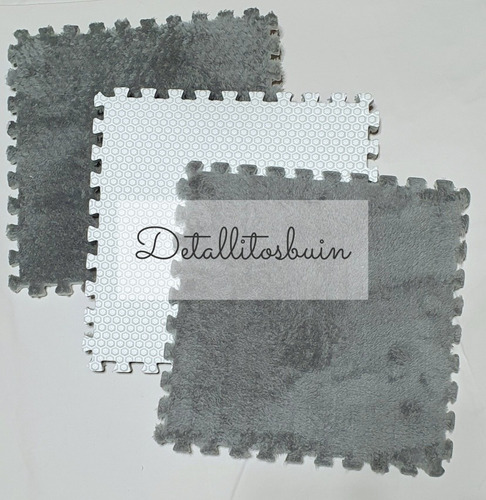 Alfombra Goma Eva Pelo Corto Gris (set 9 Unidades 30x30 Cms)