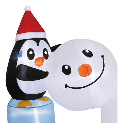 Inflabl De 6,5 Pies Pingüinos Navideños Con Muñeco De Nieve