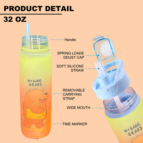 Botella De Agua Deportiva Gym Portátil Transparente Mayoreo