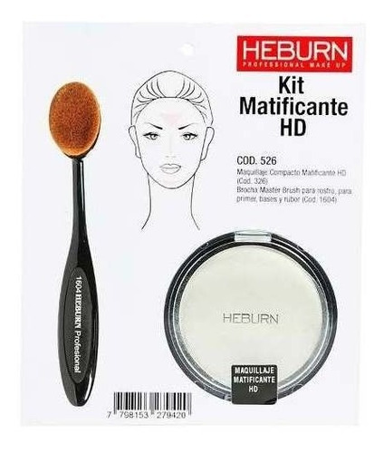 Heburn Kit Matificante Hd Maquillaje Compacto + Brocha 526