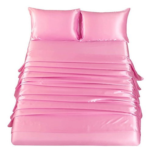 Sedosas Sabanas Individuales Rosa Pastel Resistente A Arruga