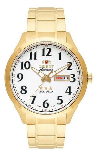 Relógio Orient Masculino Automático 469gp074 S2kx Cor da correia Dourado Cor do bisel Dourado Cor do fundo Branco