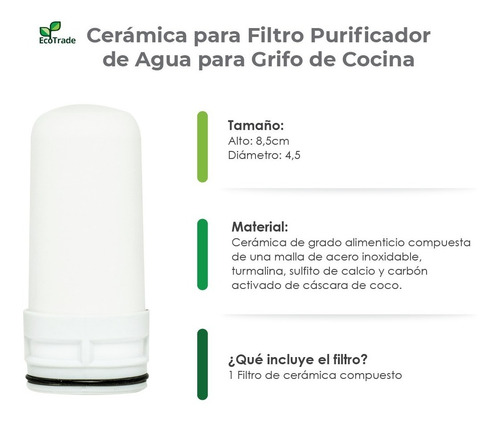 Repuesto Ceramica Filtro Purificador Agua Grifo Ecotrade F.