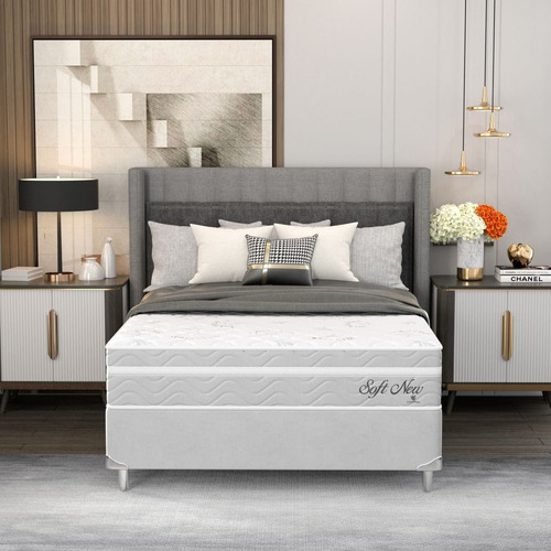 Cama Box Box Montreal Smart Spring Montreal Casal De 188cmx138cm Cinza