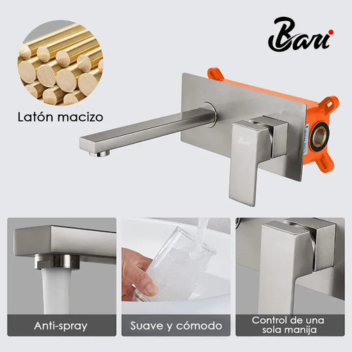 Grifería De Lavamano De Pared Brush Nickel Bari