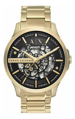 Reloj Armani Exchange Automatico Para Caballero Ax2419 Color De La Correa Dorado Color Del Bisel Dorado Color Del Fondo Negro