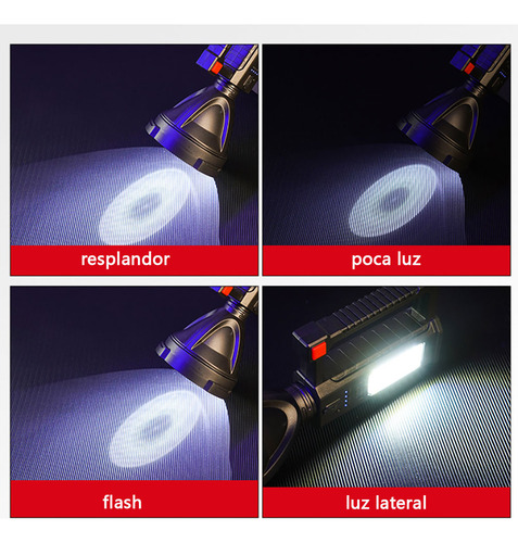 Lámpara De Mano Led Recargable Linterna Portátil Camping