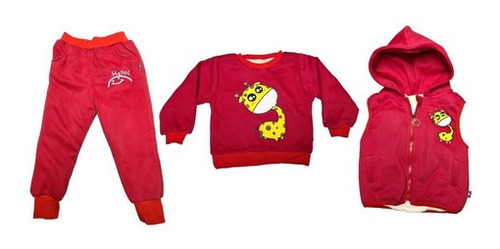 Conjunto Buzo Niños Niñas Forro Polar 3 Piezas. Invierno