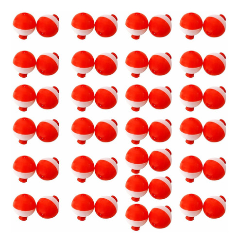 Fish Wow! 50pcs 1  Flotador Pesca Rojo Blanco Presion Ronda