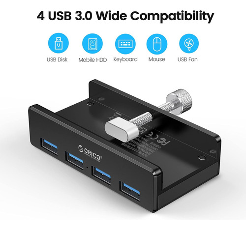 Hub Orico Usb 3.0, Usb Hub Abrazadera, Usb Connector 4