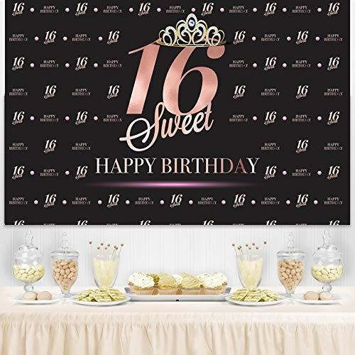 Decoraciones De Telón De Fondo De Feliz Cumpleaños Número 16