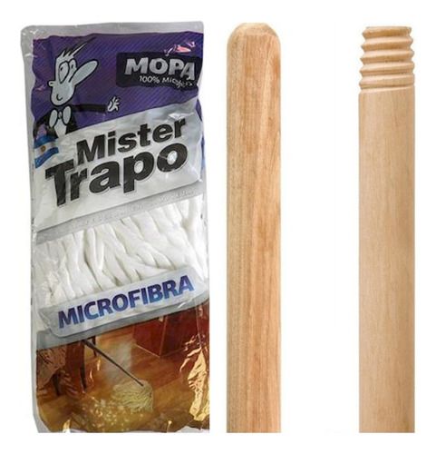 10 Repuesto Mopa Universal Microfibra Mister Trapo+ 10 Cabo 