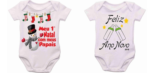 Body Natal Bori Roupa De Bebê Natal E Ano Novo 2 Unidades 