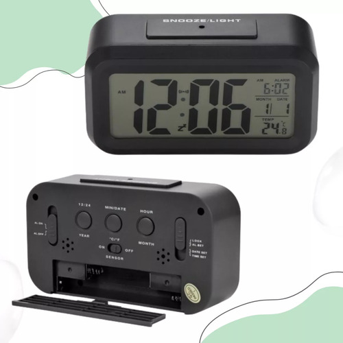 Reloj Despertador Digital Junto A La Cama Para Hombre Mayor,