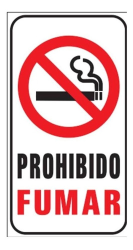 Cartel Prohibido Fumar 10x18 Cm Señalización Comercio 