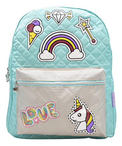 Mochila Unicornio Arcoiris Love Estampado Primaria Stonefield Color Agua