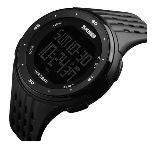 Reloj pulsera Skmei 1251 de cuerpo color negro, digital, para hombre, fondo  negro, con correa de