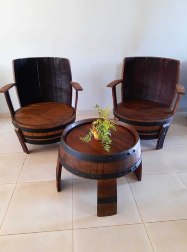 Juego De Sillones Barrica Roble Comedor Patio