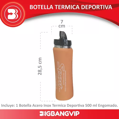 Botella De Agua Deportiva Termica Inoxidable Engomada 500ml