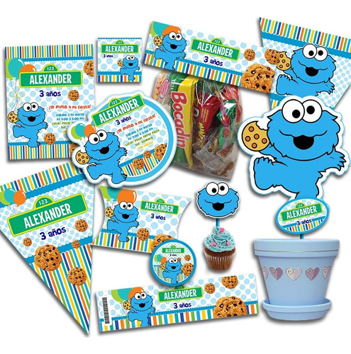 2x1 Kit Imprimible Cookie Monster Bebé, Fiesta Infantil