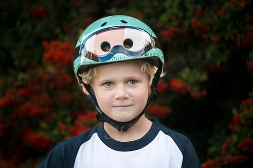 Casco Infantil Ice Creams Luz Led Azul Ciclismo Hornit Niños Color Military Talla M